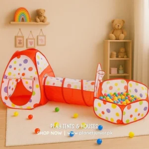 3 piece kids pop up play tent set with tunnel & ball pit